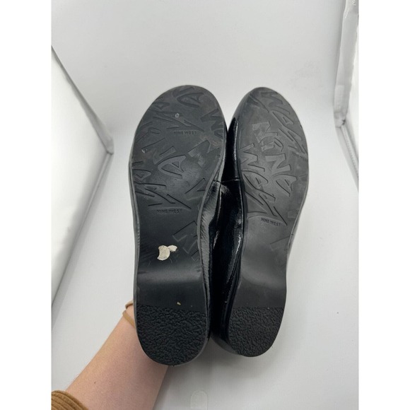 Nine West Fascinate Ballet Flats Size 7.5M Black Patent Leather Round Toe Shoes - Picture 9 of 11